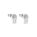 Rhodium Plated 925 Sterling Silver Small Basketball Rim CLR CZ Earrings - STEM134CLR