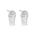 Rhodium Plated 925 Sterling Silver Basketball Rim CZ Earrings - STEM135