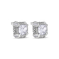 Rhodium Plated 925 Sterling Silver Square CZ Stud Earring - STEM140