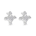 Rhodium Plated 925 Sterling Silver Cross CZ Stud Earring - STEM153