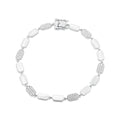 925 Sterling Silver Alternating Oval CZ Link 4.4mm Bracelet - TGB00008