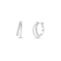 Rhodium Plated 925 Sterling Silver Double Row Clear CZ Hoop Earring - TGE00025