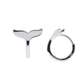 Rhodium Plated 925 Sterling Silver Whale Tail Hoop 8.7mm Earring - TGE00005