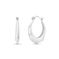 925 Sterling Silver Faceted 20mm Latch Back Hoop Earring - TGE00010