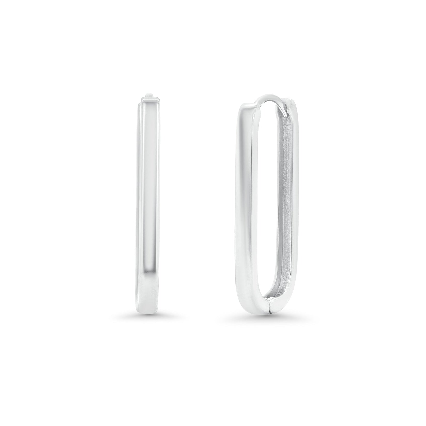 925 Sterling Silver Paperclip Hoop Earrings - TGE00011