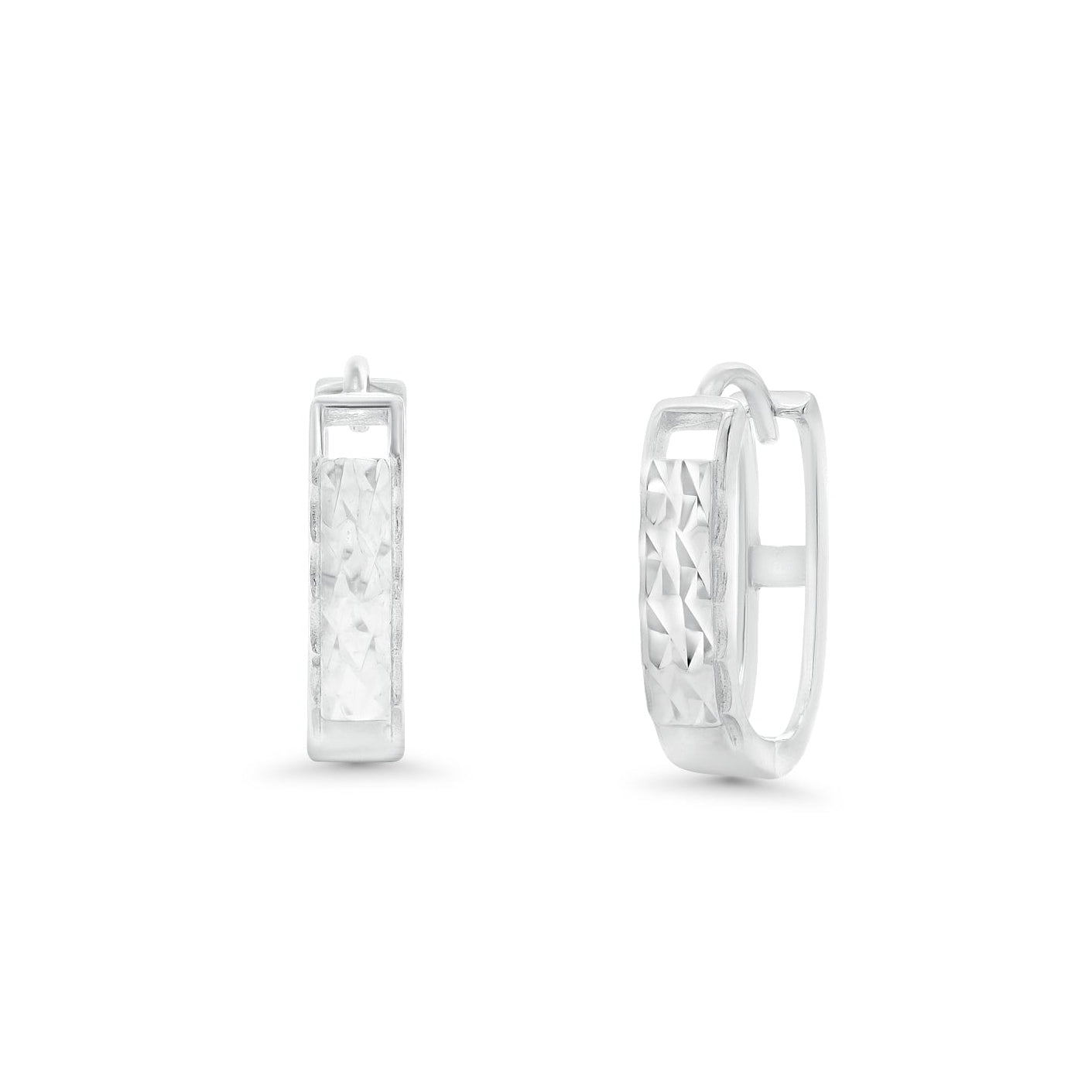 925 Sterling Silver Diamond Cut Hollow Back Hoop Earrings - TGE00012