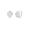 925 Sterling Silver Diamond Cut Clover Hoop Earrings - TGE00013