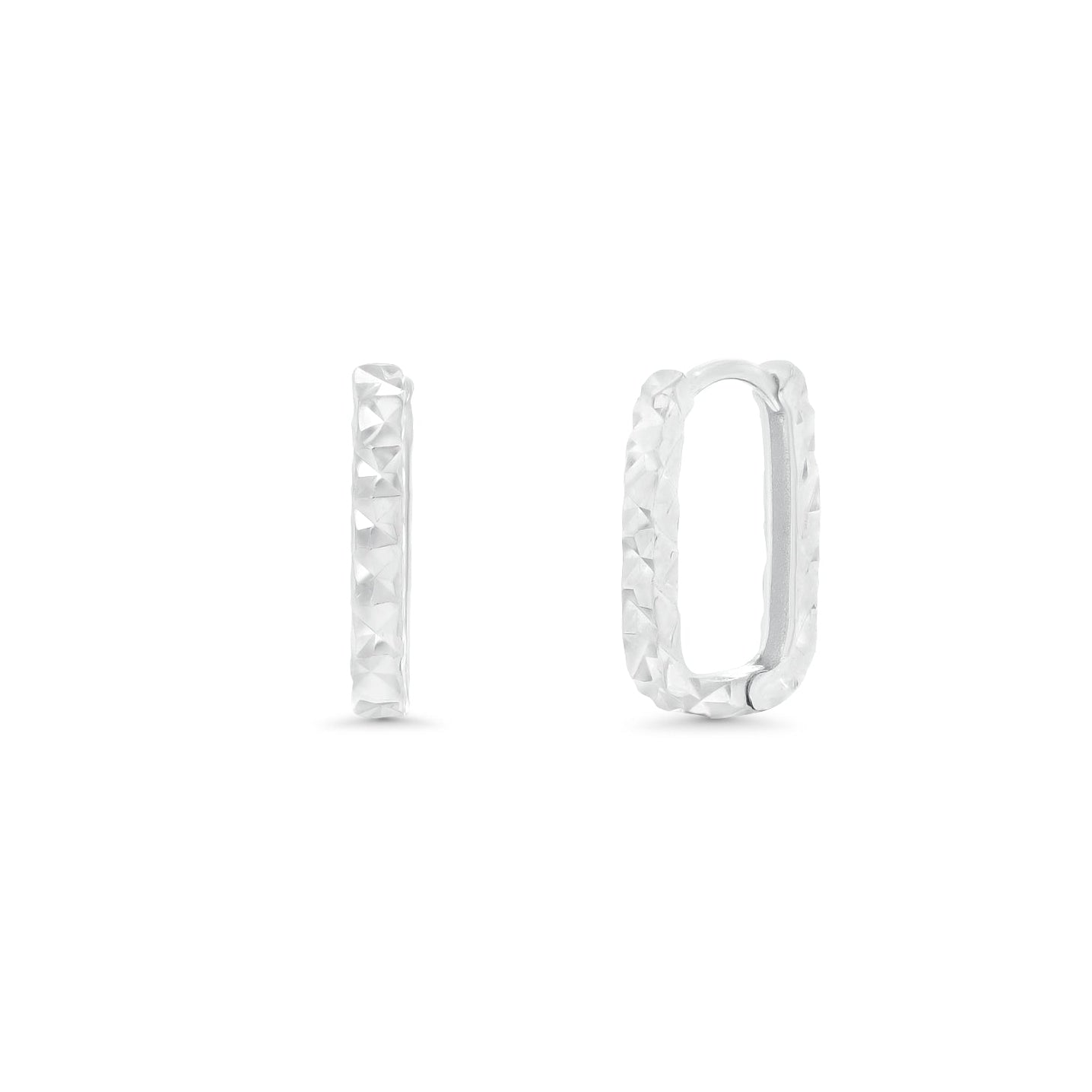 925 Sterling Silver Diamond Cut Oval Hoop Earrings - TGE00014
