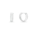 925 Sterling Silver Diamond Cut Geometric Step Edge Hoop Earring - TGE00016
