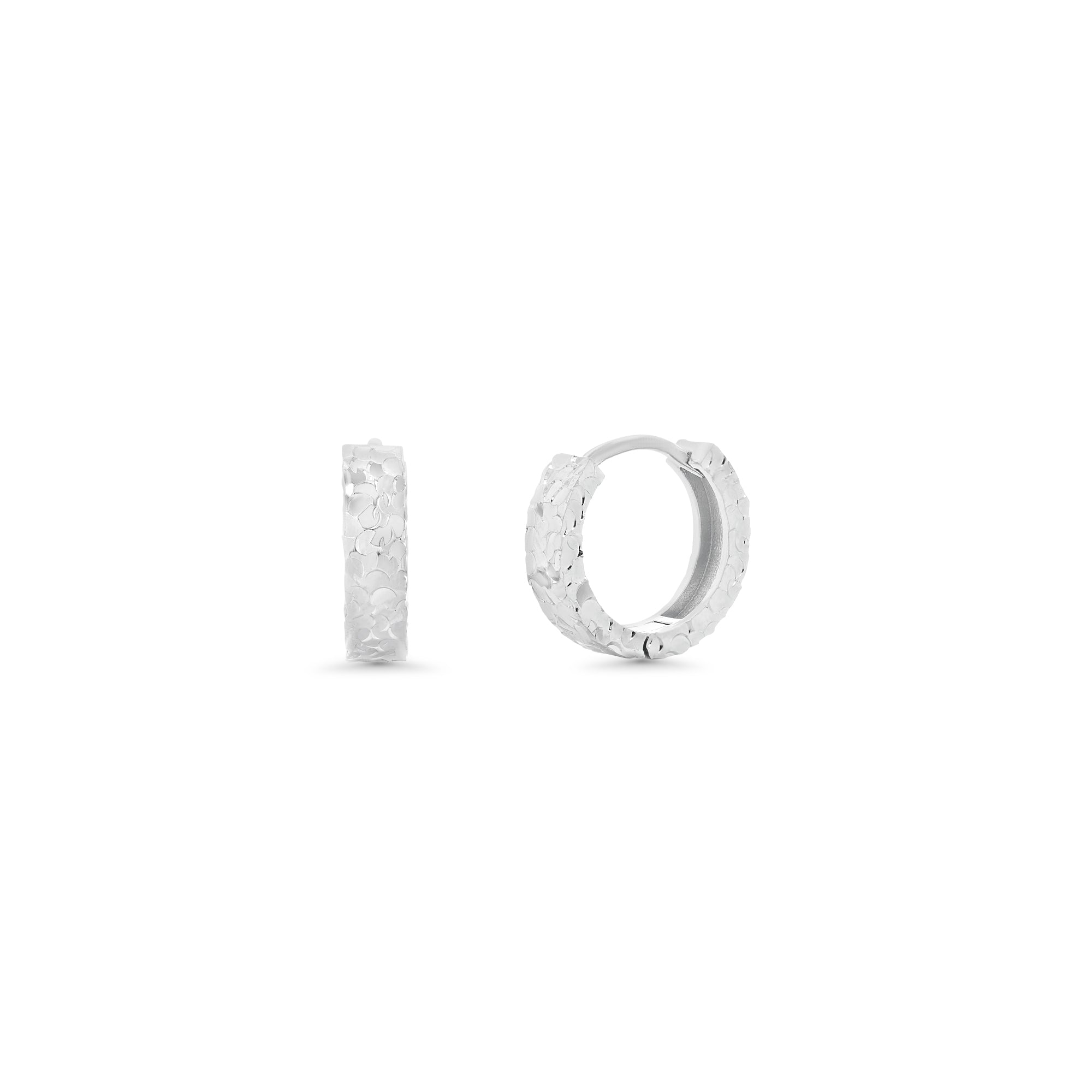925 Sterling Silver Diamond Cut 13.7mm Hoop Earring - TGE00020