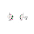 Rhodium Plated 925 Sterling Silver Enamel Unicorn Stud Earring - TGE00027