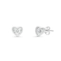 Rhodium Plated 925 Sterling Silver Diamond Cut Clear CZ Heart Stud Earring - TGE00030