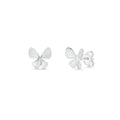 925 Sterling Silver Studded Diamond Cut Butterfly Stud Earring - TGE00033