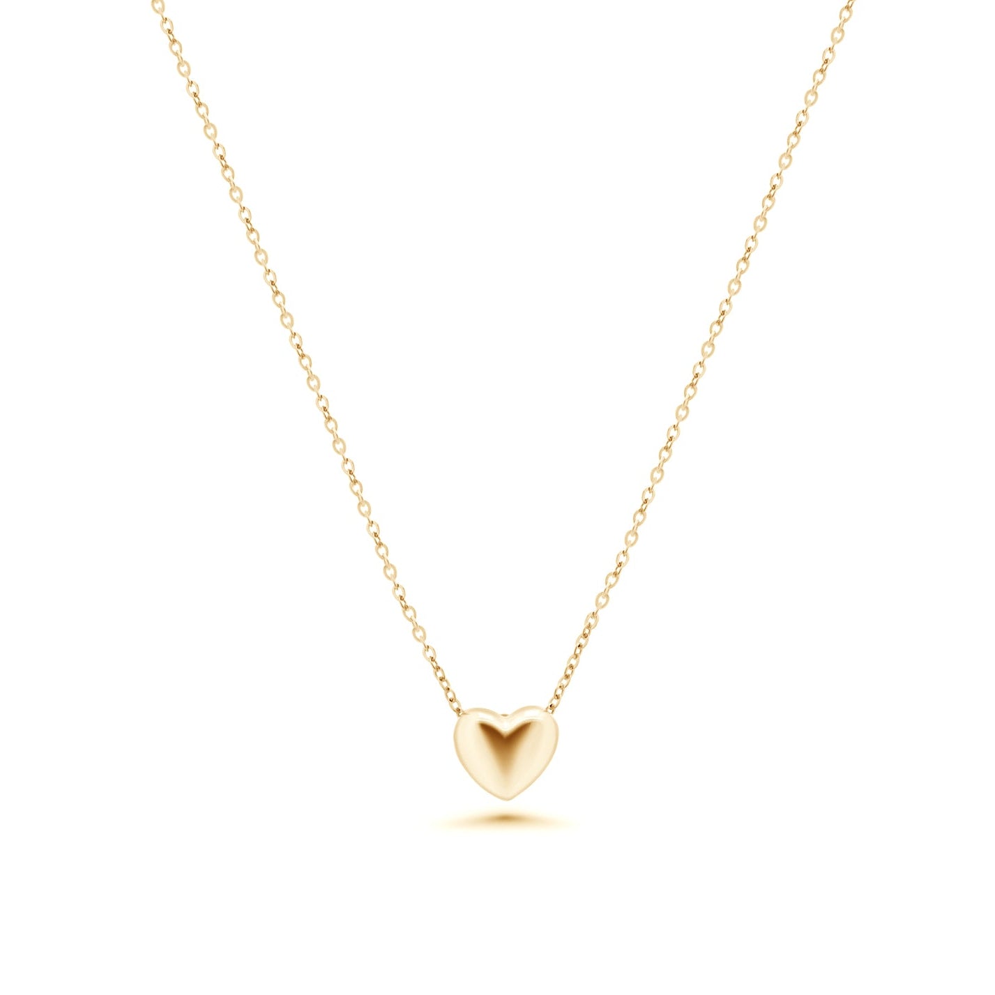 Gold Plated 925 Sterling Silver 9.6mm x 7.5mm Heart Adjustable Necklace - TGN00001GP
