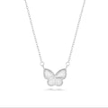 Rhodium Plated 925 Sterling Silver 11.7mm x 10.9mm Diamond Cut Butterfly Adjustable Necklace - TGN00003