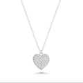 Rhodium Plated 925 Sterling Silver 11mm x 13mm Heart CZ Studded Adjustable Necklace - TGN00005