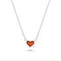 Rhodium Plated 925 Sterling Silver 7mm x 6mm Red Heart Single CZ Adjustable Necklace - TGN00006AGT