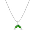 Rhodium Plated 925 Sterling Silver 10mm x 10mm Green Whale Tail Adjustable Necklace - TGN00007