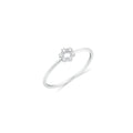 Rhodium Plated 925 Sterling Silver Minimalist Flower Clear CZ 1.2mm Band Ring - TGR00028