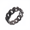 Black Rhodium Plated 925 Sterling Silver Men's Cuban Black CZ 7mm Ring - TGR00003