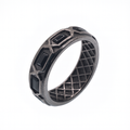 Black Rhodium Plated 925 Sterling Silver Men's Baguette Black CZ 7mm Ring - TGR00004