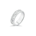 Rhodium Plated 925 Sterling Silver Men's Satin Finish Ornate 6.8mm Ring - TGR00016