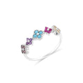 Rhodium Plated 925 Sterling Silver Multi Color CZ Flower Ring - TGR00029