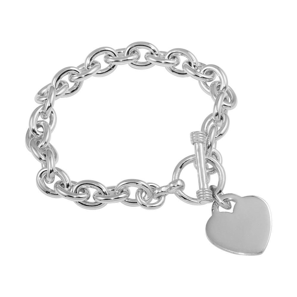 High Polished 925 Sterling Silver Toggle Heart Link Bracelet - THB00001