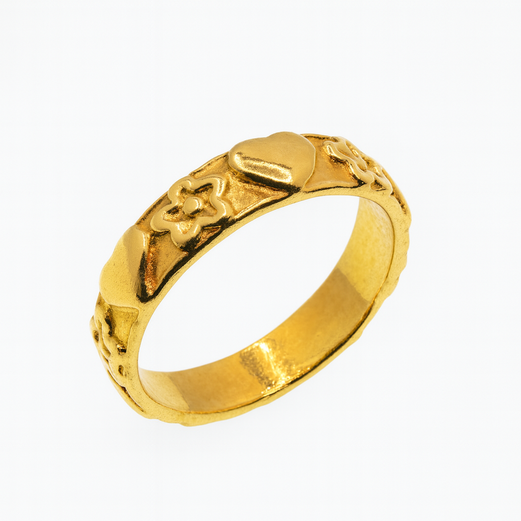 Gold Plated 925 Sterling Silver Heart & Flower Toe Ring- TR328