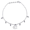Rhodium Plated 925 Sterling Silver Heart Charm Anklet - TRA00002