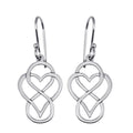 Rhodium Plated 925 Sterling Silver Dangling Flat Heart and Infinity Design Earrings - TRE00005
