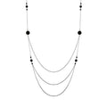Rhodium Plated 925 Sterling Silver Silver Multi-Layered Chain Necklace with Beads - TRN00001