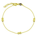 Gold Plated 925 Sterling Silver SIngle Strand Bracelet with 3 Infinity Element - VGB22GP