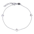 Rhodium Plated 925 Sterling Silver Single Strand Bracelet with 3 Star Element - VGB26RH