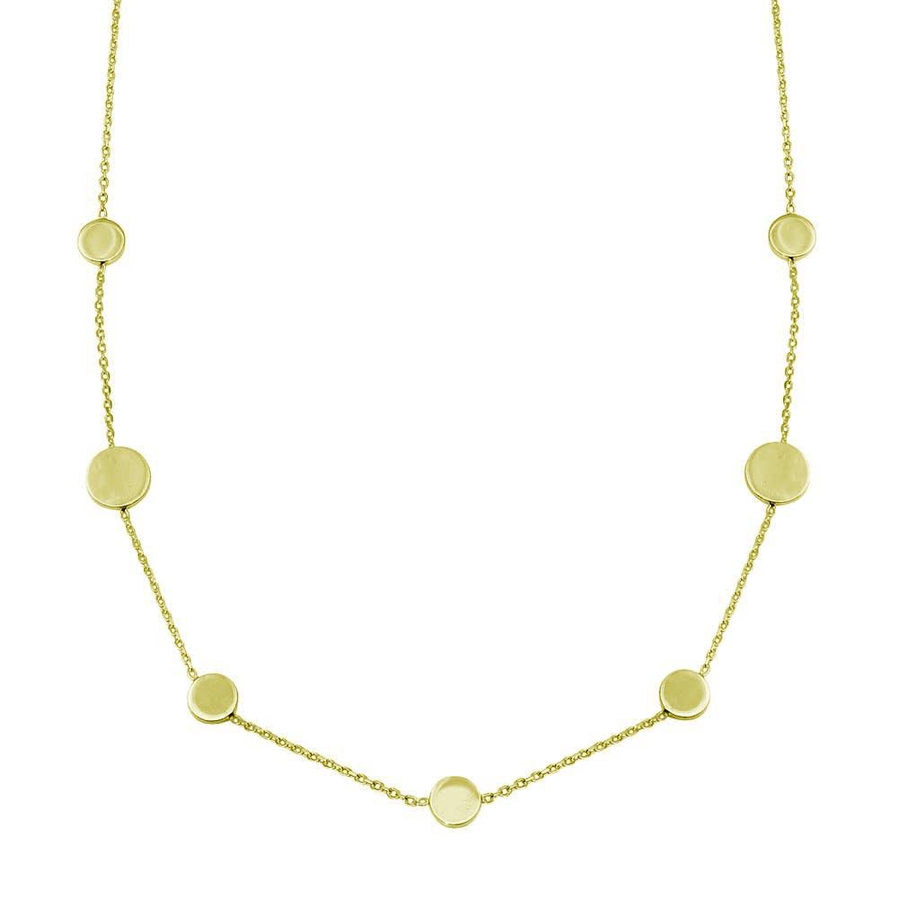 Gold Plated 925 Sterling Silver 7 Disc Necklace - VGC16GP