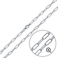 Rhodium Plated 925 Sterling Silver Diamond Cut Paperclip Link Chain 3.2mm - VGC21 RH