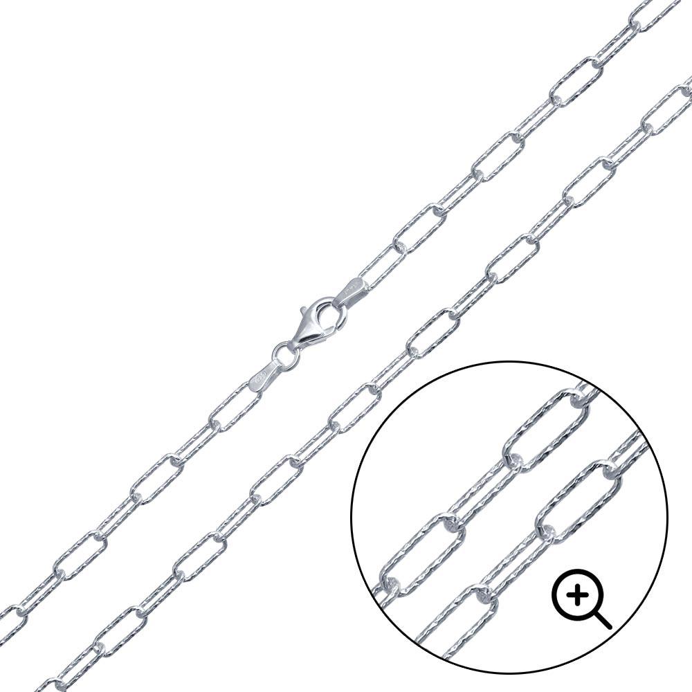 925 Sterling Silver Diamond Cut Paperclip Link Chain 3.2mm - VGC30 SP