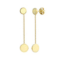 Gold Plated 925 Sterling Silver 2 Disc Connected with Chain Earring - VGE1GP