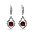 Rhodium Plated 925 Sterling Silver Chandelier Round Ruby CZ Dangling Earring - AME00004RED
