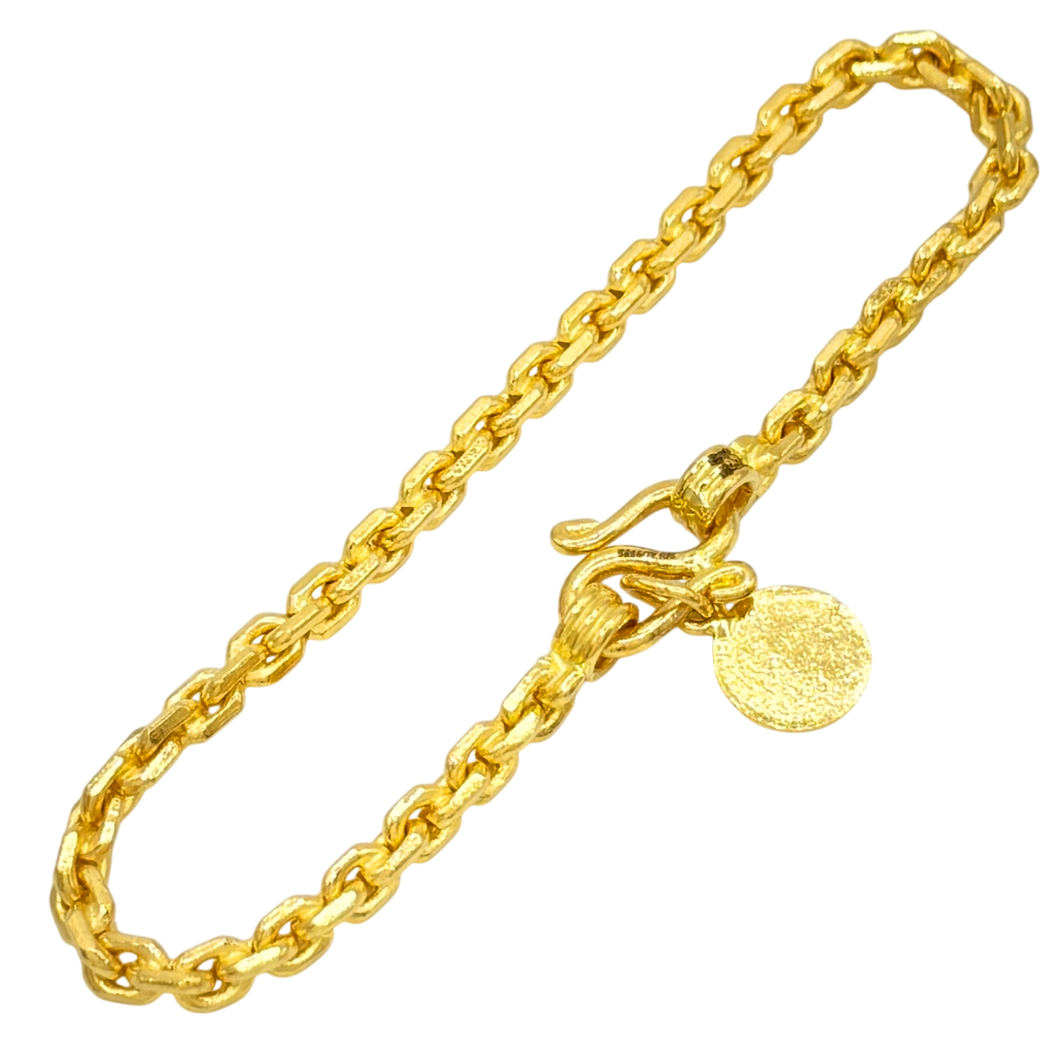 3MM Solid Anchor Link Bracelet in solid 10K-24K gold