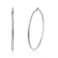 Rhodium Plated 925 Sterling Silver Silver Dome 3.5mm Hoop Earring - ARE00027RH