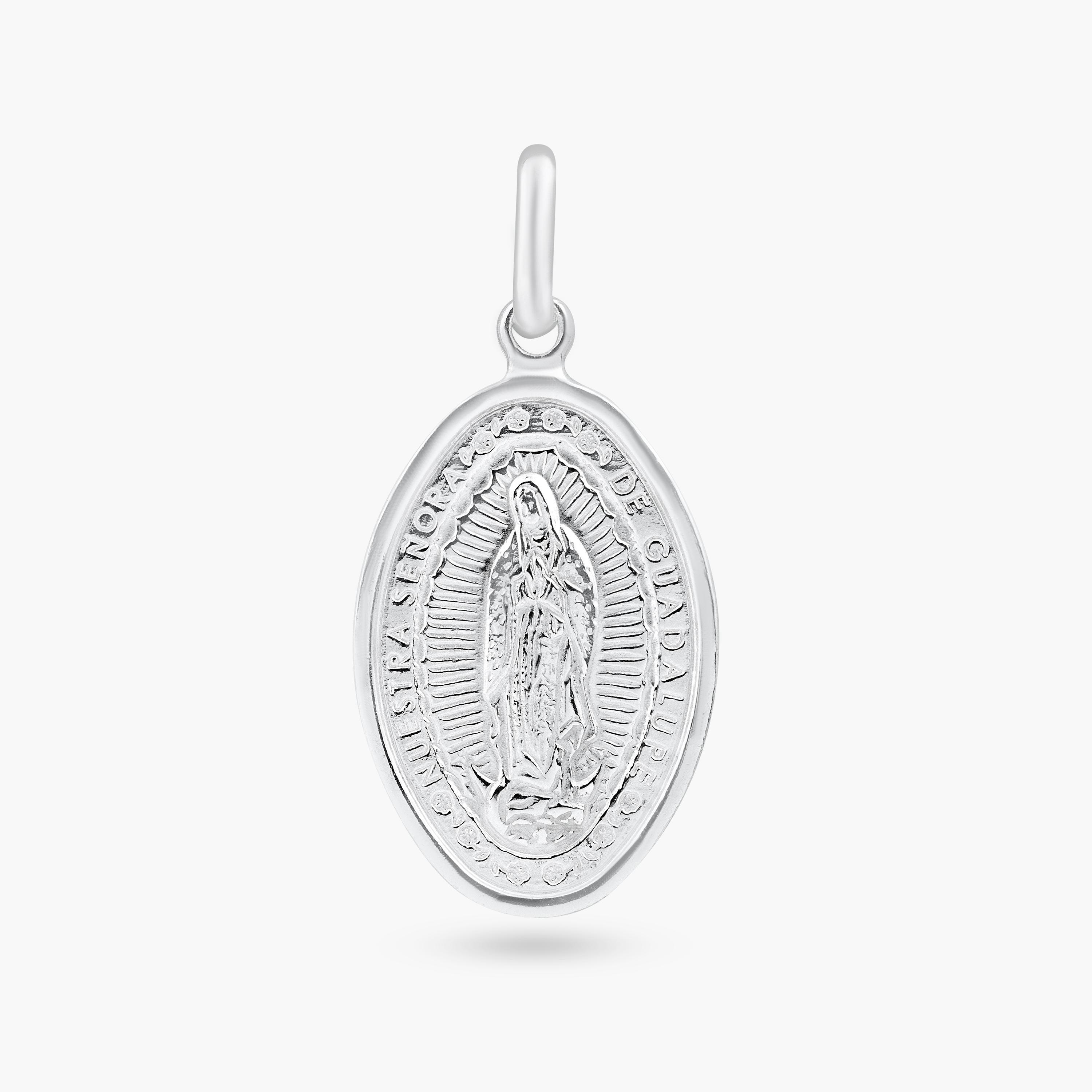 Rhodium Plated 925 Sterling Silver Engravable Guadalupe Pendant - ARP00053