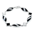 Silver 925 Rhodium Plated Black and White Bracelet - BGB00062