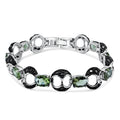 Silver 925 Black Rhodium Plated Green and Black CZ Bracelet - BGB00096