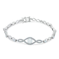 Rhodium Plated 925 Sterling Silver CZ Eye Bracelet with Synthetic Opal - BGB00283