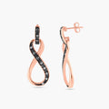 Silver 925 Black and Gold Rhodium Plated Ribbon CZ Dangling Earrings - BGE00254