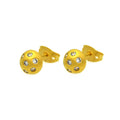 Silver 925 Gold Rhodium Plated Round Disco Ball CZ Stud Earrings - BGE00265