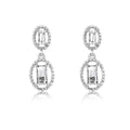Rhodium Plated 925 Sterling Silver Dangling Baguette CZ Stud Earrings - BGE00748