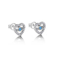 Rhodium Plated 925 Sterling Silver Evil Eye Heart Clear CZ Stud Earrings - BGE00750