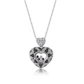 Silver 925 Floating Clear CZ Black Rhodium Plated Heart Necklace - BGP00006